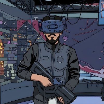 Muhammad Atiq’s illustrated avatar wearing a VR headset